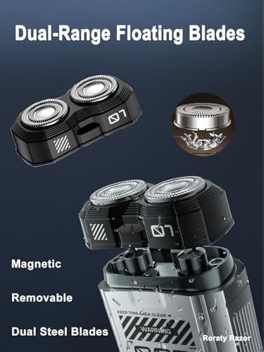Mini Shaver, Portable Travel Shaver, Mini Rotary Shavers for Men, Dual Blades IPX7 Waterproof Cordless USB Rechargeable Electric Razor Trimmer