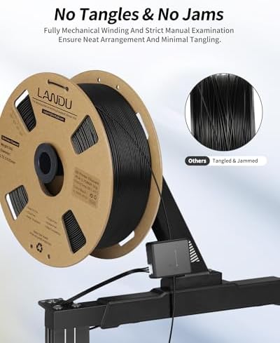 LANDU PLA Filament 1.75mm Black 1KG, 3D Printer Filament 1kg Cardboard Spool(2.2lbs), Dimensional Accuracy +/- 0.02mm, Neatly Wound 3D Printing Filament Fits for Most FFF 3D Printers, Black PLA