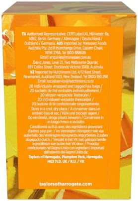 Taylors of Harrogate Mandarin & Ginger, Herbal Tea, Individually Wrapped Bags, 20 Count (Pack of 1), Zingy, Fragrant & Spiced, Caffeine-Free, Enjoy Hot or Iced, 20 Teabags