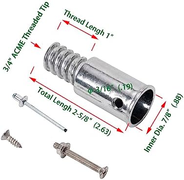 Threaded Tips Replacement for Extension Poles Repairing, Push Broom Handle Threaded End (1 in & 3/4 in)