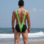 Men Mankini Swimsuit V Sling Bathing Suit Sexy Lingerie Men's Borat Style Stretch Sexy Underwear Strap Thongs Green