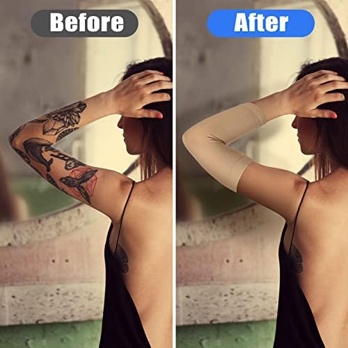 Vicenpal 2 Pairs Tattoo Cover up Sleeve Forearm Arm Sleeves for Women Men Compression Tattoo Upper Arm Cover(Nude)