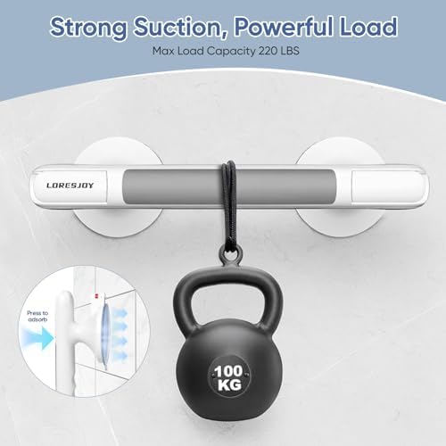 Grab Bars for Bathtubs and Showers with Indicator, Suction Cup Shower Handle, Surface Safety Grip, Strip Locking Latches Removable Bathroom Support, Easy Install Tool-Free Design (1-PCS)