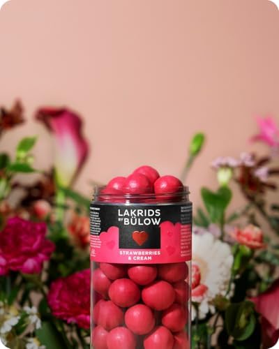 LAKRIDS BY BÜLOW - Strawberries & Cream - 10.4 oz - Chocolate Coated Gourmet Licorice - Sweet Licorice Core Coated in White Chocolate, Strawberries and Cream