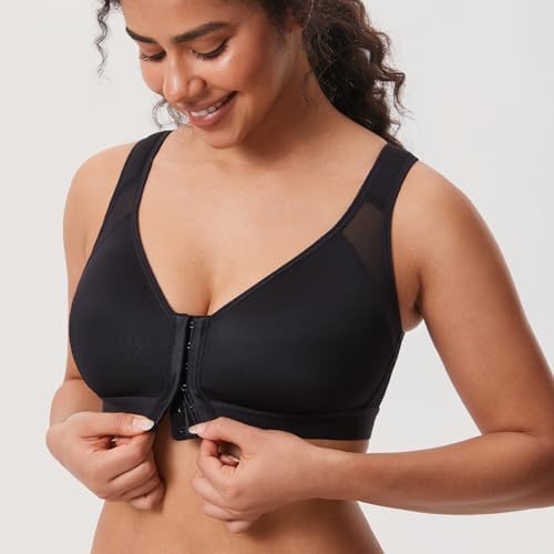 DELIMIRA Women's Front Closure Posture Wireless Back Support Full Coverage Bra