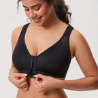 DELIMIRA Women's Front Closure Posture Wireless Back Support Full Coverage Bra