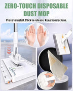 Cloth Changing Mini Mop Zero Touch Lazy Flat Cleaning Tool Clip Clamp Disposable Dust Sweeper Portable Hands Free Wet and Dry Compatible Click Snap Easy Wall Floor Clean Reusable for Small Spaces