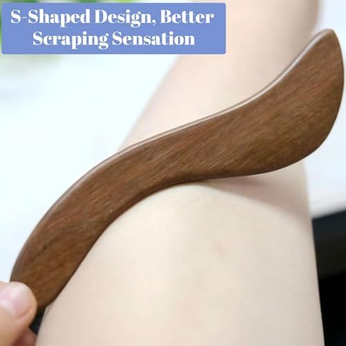 Traditional Sandalwood Muscle Gua Sha Scraper Tool, Natural Wood Scraping Board for Body Therapy, Muscle Relief and Lymphatic Drainage, 1 PCS