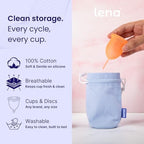 Lena Menstrual Cup Storage Bag – 100% Cotton Drawstring Pouch for Menstrual Cups, Period Cup Carrying Case, Breathable Cup Holder Bag for Travel and Storage, Light Blue