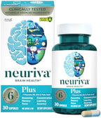 NEURIVA Plus Brain Supplement for Memory and Focus Clinically Tested Nootropics for Concentration for Mental Clarity, Cognitive Enhancement Vitamins B6, B12, Phosphatidylserine 30 Capsules