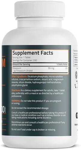 Bronson Potassium Citrate 99mg Essential Mineral Non-GMO, 200 Vegetarian Tablets