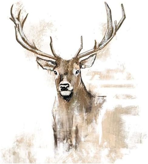 Deer Portrait Deer Antler Napkins for Cabin, Hunting, Outdoors, Wildlife Cocktail Size 20 Ct 5x5 inches Forrest Paper Napkins Disposable Paper Napkins Rustic Outdoor Theme Party Napkins for Decoupage