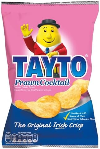 Tayto Prawn Cocktail Flavour Potato Crisps Share Bag, Pack of 3 (125g, 4.40oz)
