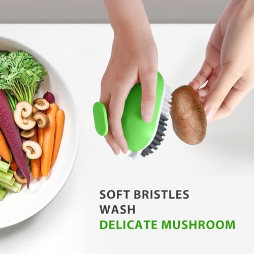 Lumkew Vegetable Brush Scrubber for Food, Drainable Potato Mushroom Scrubber Brushes, Veggie Fruit Washing Scrub Cleaner,1Pcs, Green