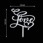 Love Cake Topper - Wedding/Engagement/Bridal Shower/Anniversary/Birthday/Bachelorette/Confession Party Decorations Supplies, Silver Glitter Acrylic