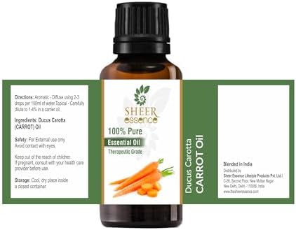 Carrot Oil 100% Pure Undiluted Natural Uncut Therapeutic Grade Cold Pressed Carrier Oils for Skin, Hair and Aromatherapy 250ML