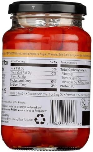 Peppadew® Sweet & Spicy Juanita Piquante Peppers, 14 Ounce (400g) Mild, Whole – Gluten Free & Vegan [Pack of 4]