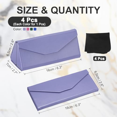 PATIKIL Foldable Glasses Case, Triangle Magnetic PU Leather Hard Eyeglass Cases for Women Man