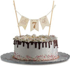 Birthday Cake Banner Topper, Wooden 7year /7Months Cake Topper, Girl Boy seventh Years Old Birthday/anniversaries/kid cake decoration Photo Prop