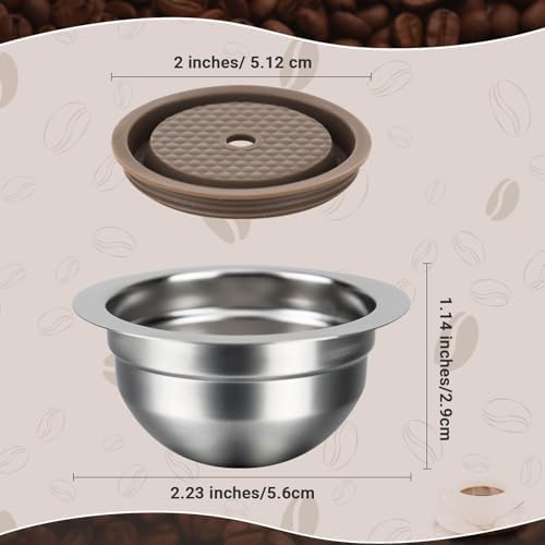 Upgraded 5.1 oz Reusable Capsules Compatible with Nespresso Vertuo Plus/Vertuo Next/Vertuo POP, Stainless Steel Refillable Pods 150 ml