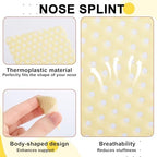 5 Pcs Thermoplastic Nasal Splint with Nose Tape, Reusable Nose Straightener, External Nose Protector Support for Nose Brace Fracture, Rhinoplasty Septoplasty Surgery, Nose Job Recovery Supplies