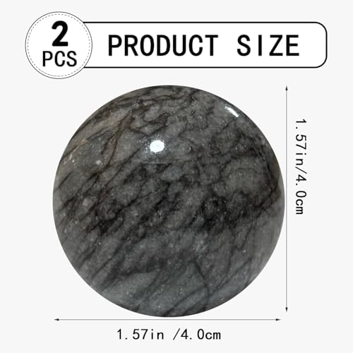 Hand Therapy Balls for Stress Relief,Baoding Balls for Women & Men,Marble Chinese Massage Ball Set for Hand Exercise,Arthritis,Brain Stress Relief,2 Pack with Storage Bag (1.57inch Dark Grey)