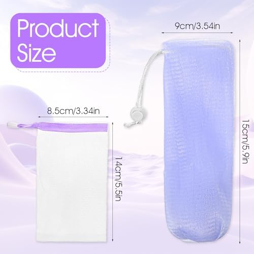 14 Pcs Soap Bags Exfoliating Mesh Soap Pouch Foam Net Soaps Saver Bubble Net Pouch Drawstring Holder Bag for Bath Shower Body Facial Cleaning Tool Multicolor Hangable