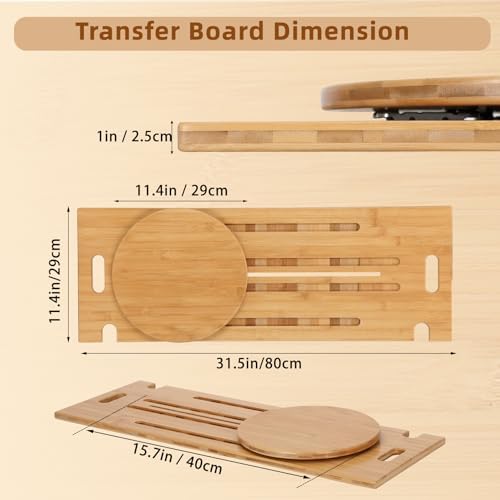 Slide Transfer Board with Turntable,Slide Board MakeTransfers Easier,Heavy-Duty Sliding Board for Patient Senior and Handicap Move Assist and Slide Transfer,Holds up to 450 Pounds