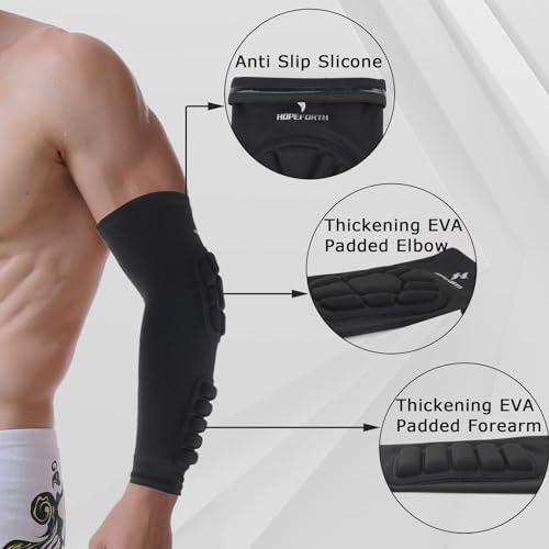 2PCS Padded Elbow Forearm Sleeves Compression Arm Protective Support