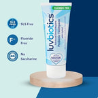 Luv Biotics Flouride Free Toothpaste with Oral Probiotics, Xylitol & Aloe Vera for Fresh Breath, Cavity Protection, Microbiome Support - 75ml