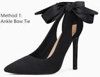 Fashare Womens High Heels Bow Tie Back Sexy Stiletto Ankle Strap Wedding Dress Pumps Shoes