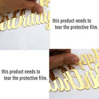 Happy Birthday Cake Topper Mirror Acrylic Cake Topper Side Cake Topper Gold Cake Insert Cake for Birthday Party (Gold-1(4 * 3in))