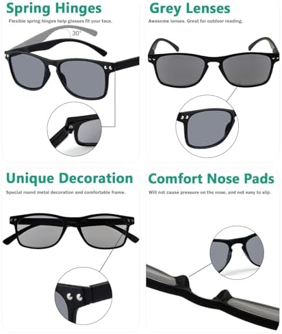 Eyekepper Ultrathin Flex Frame 5-pack 80's Reading Glasses Sunshine Readers +2.25