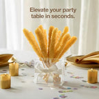 Gold Rock Candy Sticks – Tropical Flavor – 8 Count – Individually Wrapped – Cocktail Garnish, Party Favor – Wedding Decor, Baby Shower, Birthday Display