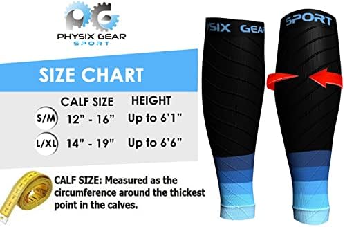 Physix Gear Calf Compression Sleeves - Shin Splint Support for Running, Enhanced Performance & Comfort for Men & Women