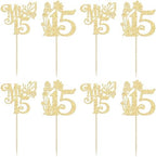Ephlyn 24Pcs Mis 15 Cupcake Toppers Glitter Mis Quince 15 Feliz 15 Años Cupcake Picks Hello 15 Fabulous Cupcake Decorations for Cheers to 15 Happy 15th Birthday Party Cake Decorations Gold