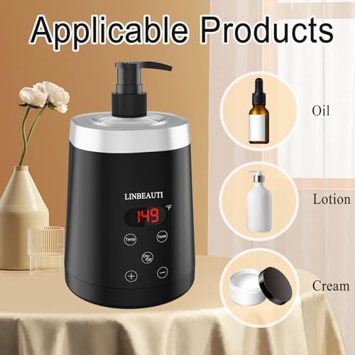 Massage Oil Warmer Bottle Electric Lotion Digital Heater for SPA, Automatic Oil Warmer Heated Oil Lotion Cream for Salon, Barber Shops, Home, with Two Oil Bottle Dispenser