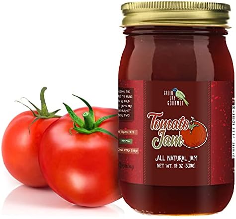 Green Jay Gourmet Tomato Jam - Tomato Ketchup Alternative - Premium Tomato Jelly - Sweet & Savory Tomato Spread & Jam Preserves - Vegan, Gluten Free Jam - 19 Ounces