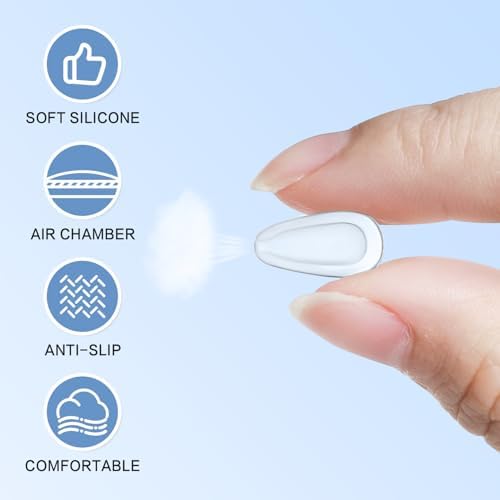 Glasses Nose Pads, Anti Slip Eyeglass Nose Pad 3.2mm Heightened Airbag Cushions, Silicone Adhesive Glasses Nose Grips, Teardrop Replacement Nose Pads for Sunglasses (5 Black Pairs)