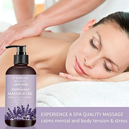 Massage Oil with Lavender and Peppermint Massage Oil for Skin Moisturizing Body Oil Lavender Oil for Men and Women 10.2 fl.oz