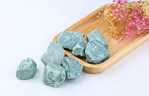LAIDANLA Green Aventurine 2" Natural Rough Stones Crystal Large Raw Crystals Bulk Healing Gemstones for Reiki Healing Tumbling Fountain Rocks Wire Wrapping Decoration 4PCS 0.55lb