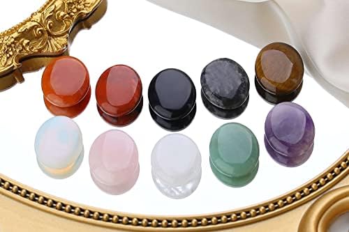 LAIDANLA 10PCS Healing Crystals Palm Stone Set Oval Crystal Amethyst Rose Quartz Obsidian Clear Quartz Polished Natural Stones Pocket Gemstone Home Decoration for Meditation and Anxiety Stress Relief
