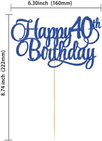 1 Pack Happy 40th Birthday Cake Topper Blue Glitter Number 40 Forty Years Old Birthday Cake Pick Decoration For 40th Birthday Celebrating Anniversary Party Supplies