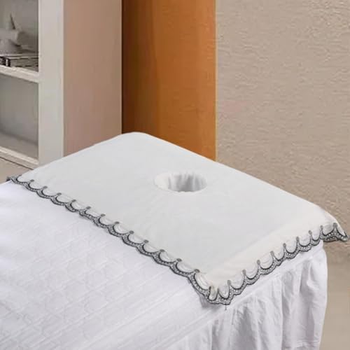 predolo Salon Massage Table Towel Face Pillow Towel with Hole Washable Beauty Bed Sheet Beauty Salon Cover for Beauty SPA, white