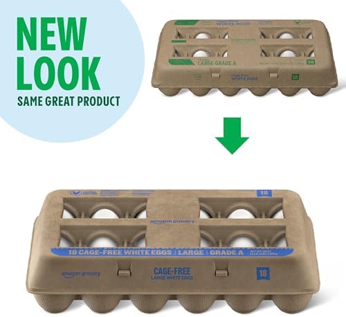 Amazon Grocery, Cage-Free Large White Eggs, Grade A, 18 Ct