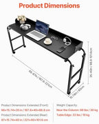 VEVOR Overbed Table, Mobile Bed Side Table with 4 Wheels (2 with Brakes) and Power Socket, Height Adjustable Rolling Laptop Desk, Portable Particleboard Over Bed Desk for Home, Office, Study, Black