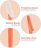 12 Pcs Orange-red Eyebrow Razors, Face Razors Multipurpose, Exfoliating Dermaplaning Tools, Eyebrow Trimmers Shaver with Protective Cover, Facial Hair Removal for Women Men Body Use