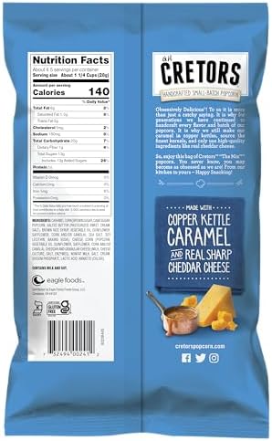 G.H. Cretors Cheese & Caramel Mix Flavor Popcorn King Size Single Serving Bags (6 Pack - 4.5 Oz Each)