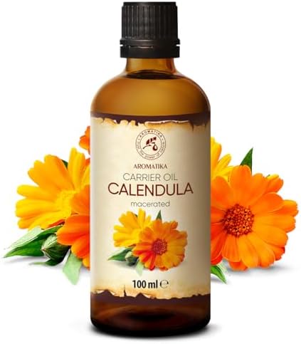 Calendula Oil 3.4 Fl Oz (100ml) - Calendula Officinalis Flower Extract – Infused - Almond Oil Base - 100% Pure & Natural - Marigold Oil – Benefits for Skin, Nails, Hair, Face, Body