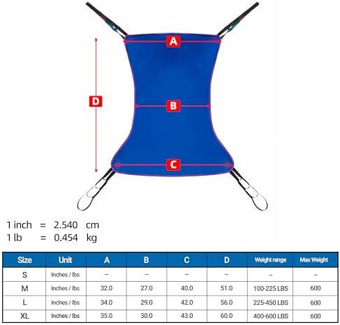 Solid Full-Body Sling for Elderly and Disabled, Polyester Lift Pad for Lifting Patients-Safe & Versatile- Max Wight 600lb (Large)